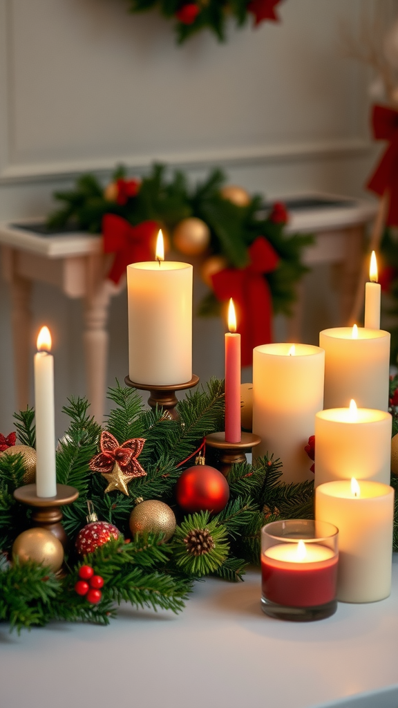 15 Spectacular Christmas Dining Table Decor Ideas to Celebrate the Season A beautifully decorated Christmas dining table with candles and evergreen accents.