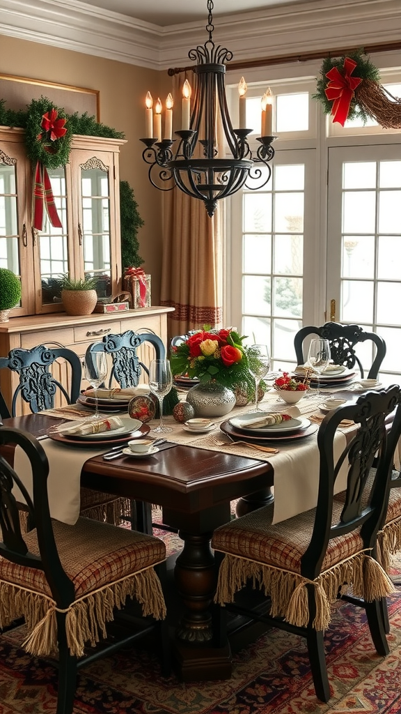 20 Elegant Christmas Dining Table Décor Ideas Elegant dining table decorated for Christmas with heirlooms and festive decor