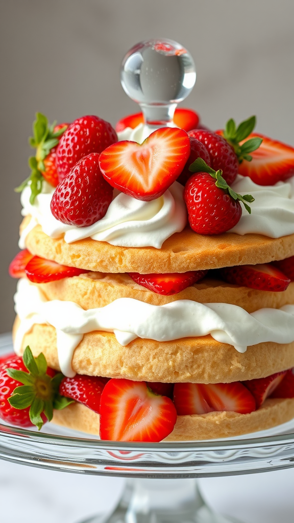 20 Creative Ideas for a Zero Birthday Cake Celebration A beautifully layered strawberry shortcake topped with fresh strawberries and whipped cream.