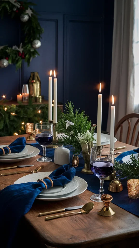 25+ Christmas Table Blue Ideas! navy blue christmas table settings