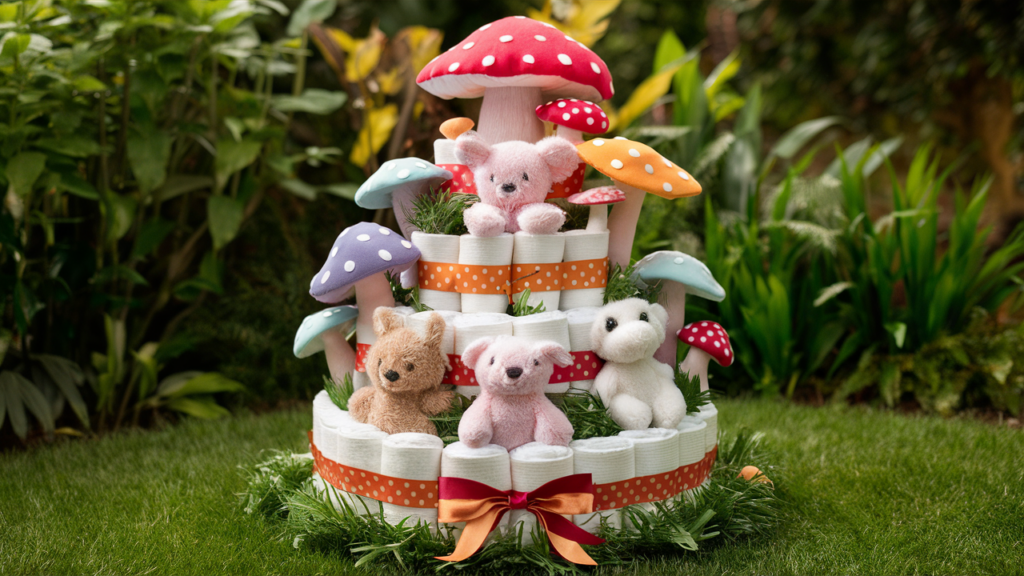 15 Adorable Mushroom Diaper Cake Ideas diaper cake ideas mushroom