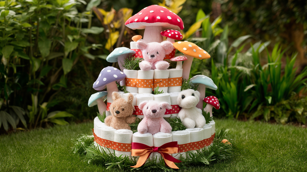 diaper cake ideas mushroom