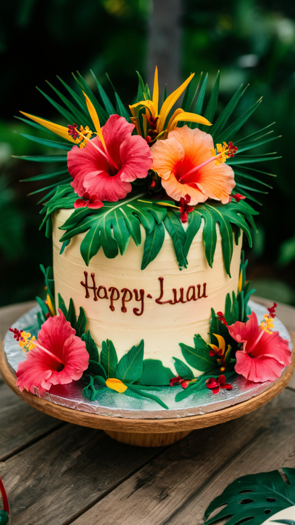 10 Delicious Luau Cake Ideas for Your Tropical Celebration happy luau cake