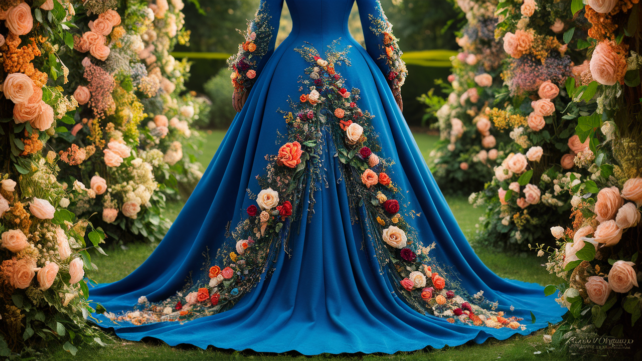 Blue Medieval Wedding Dress