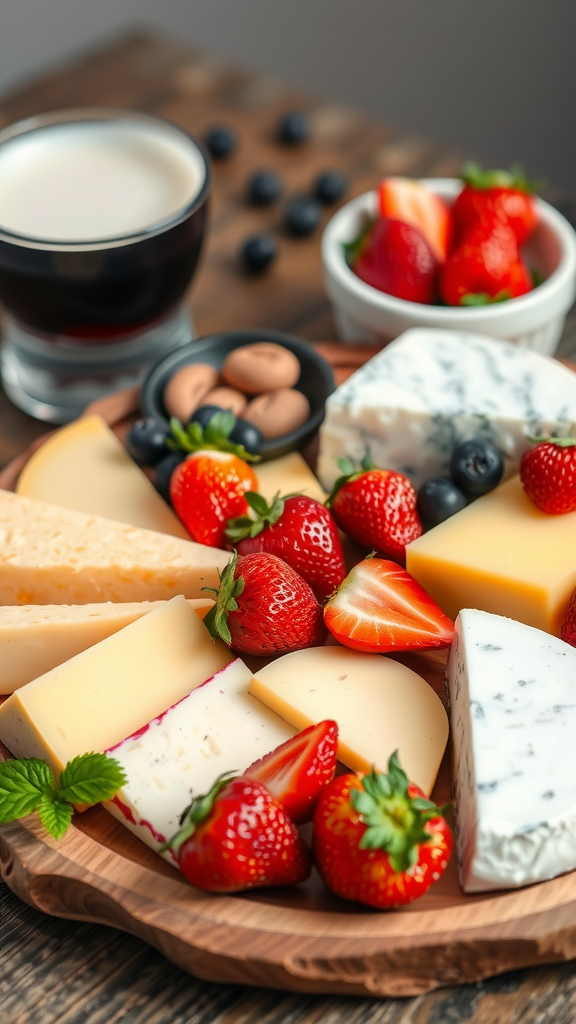 25 Creative Strawberry Centerpiece Ideas for Every Occasion A vibrant cheese board featuring various cheeses and fresh strawberries. Strawberry Centerpiece Ideas