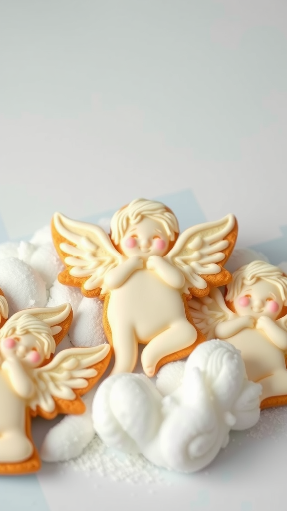 15 Adorable Valentine Baby Shower Sugar Cookies Decoratively iced cherub cookies surrounded by powdered sugar