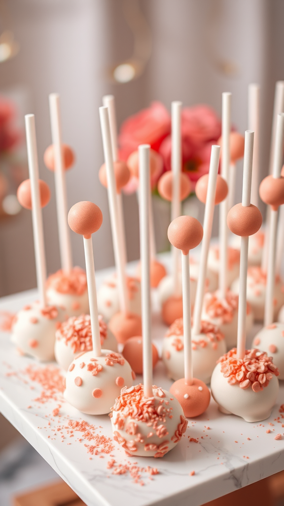 35 Stunning Coral Wedding Ideas You'll Love A display of coral-themed cake pops decorated with various coral shades and sprinkles.