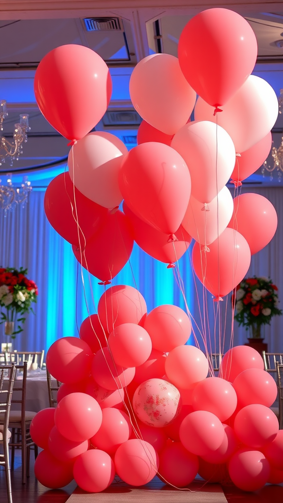 35 Stunning Coral Wedding Ideas You'll Love A vibrant arrangement of coral and pink balloons in a wedding setting.