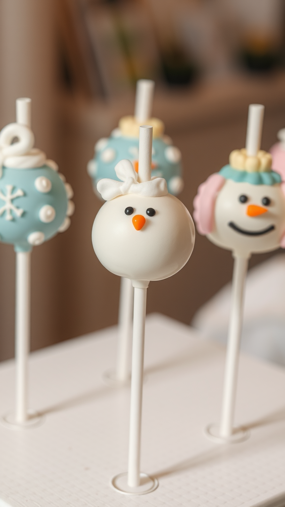 25 Sweet Winter Baby Shower Ideas to Warm Your Celebration Winter themed cake pops decorated as snowmen and ornaments