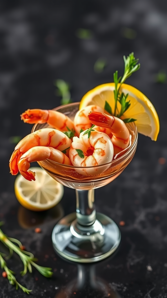 15 Romantic Valentine Lunch Ideas A beautifully presented shrimp cocktail with lemon and herbs.