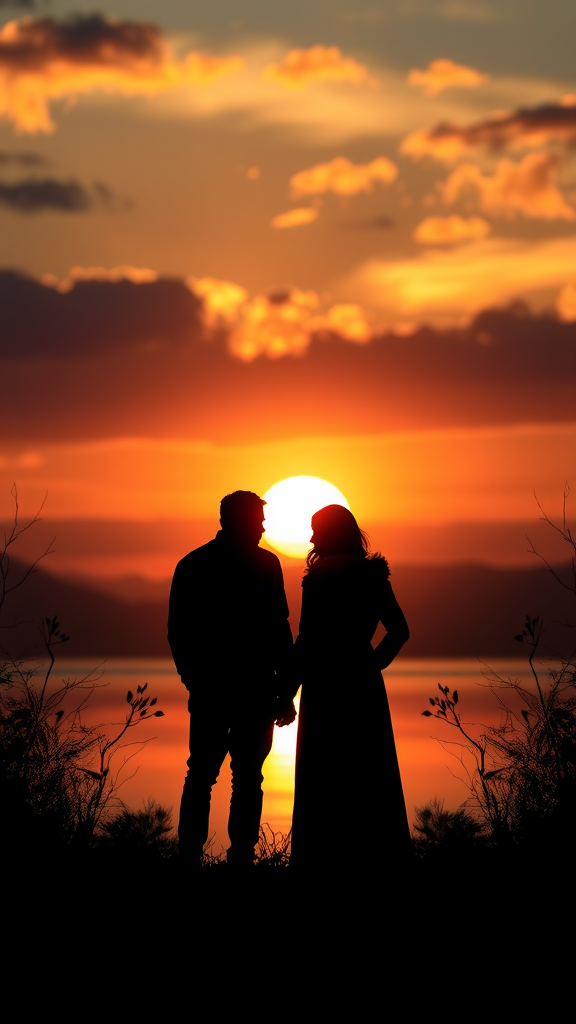 35 Earth Tone Wedding Ideas That'll Make Your Guests Go 'Wow!' (Don't Miss #10!) Silhouette of a couple holding hands at sunset