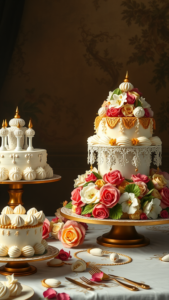 35 Exquisite Rococo Cakes for Your Next Celebration A beautifully decorated Rococo cake featuring intricate designs and vibrant flowers