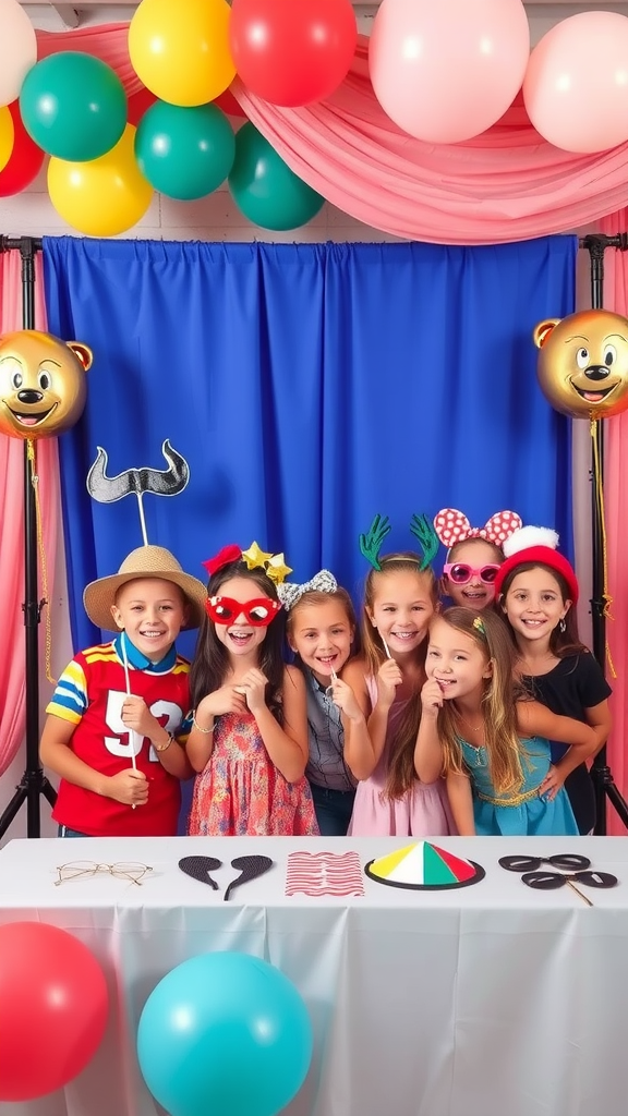 25 Fun and Festive new year’s eve kid party ideas Kids posing in a colorful photo booth with fun props and decorations. new year’s eve kid party ideas