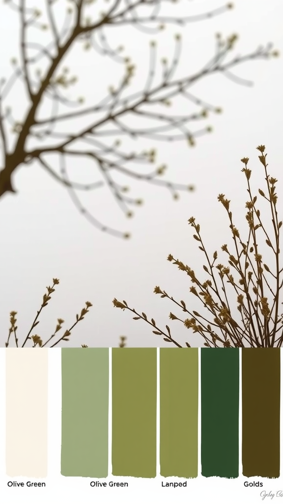 35 Olive Green Wedding Ideas You Haven't Seen Yet (Prepare to Be Inspired!) Color palette featuring shades of olive green and gold