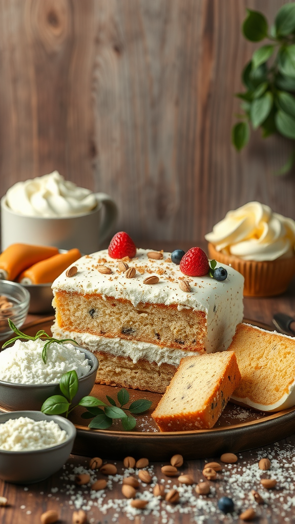 35 Exquisite Rococo Cakes for Your Next Celebration A beautifully decorated Rococo cake with layers, topped with strawberries and blueberries, served with cream and nuts.