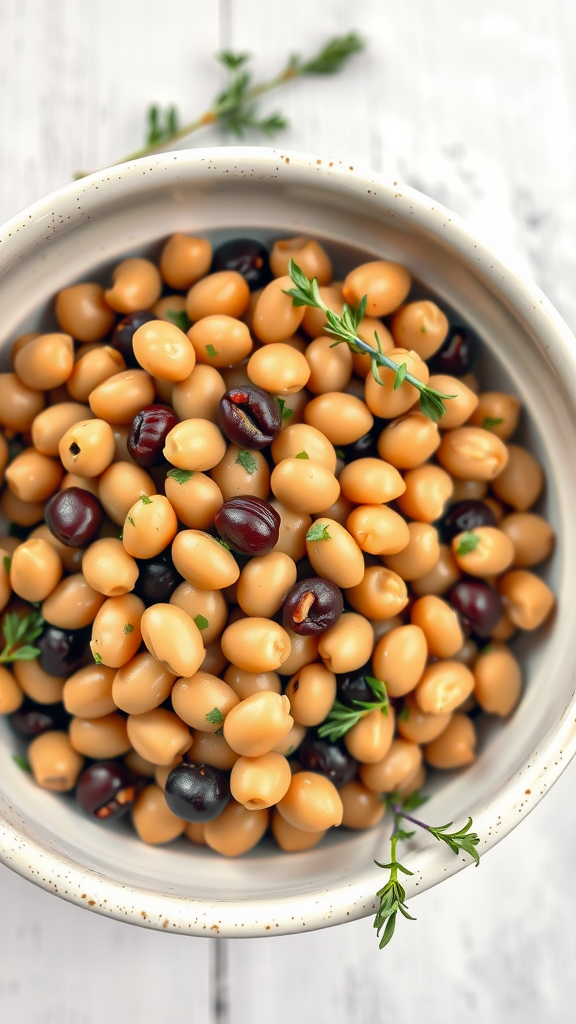 10 Delicious New Year’s Day Recipes to Start the Year Right A bowl of cooked black-eyed peas garnished with herbs, symbolizing luck and prosperity. New Year’s Day Recipes