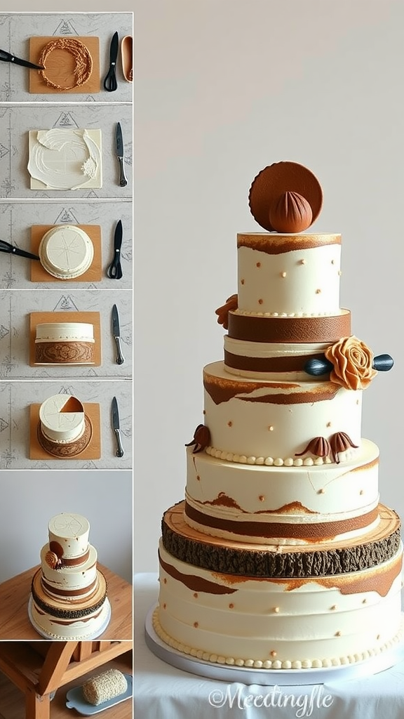 25 Cowboy Wedding Cake Ideas to Inspire Your Rustic Celebration A multi-tiered cowboy wedding cake with rustic designs and detailed textures