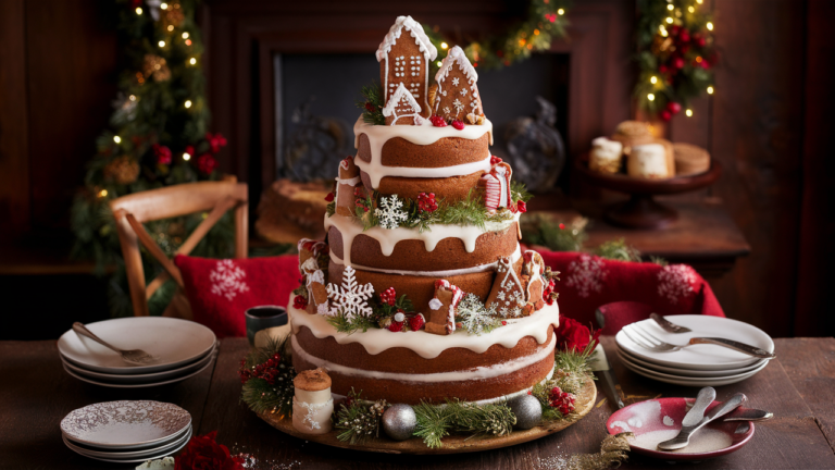 Christmas Wedding Cake with Gingerbread Christmas Wedding Cake with Gingerbread