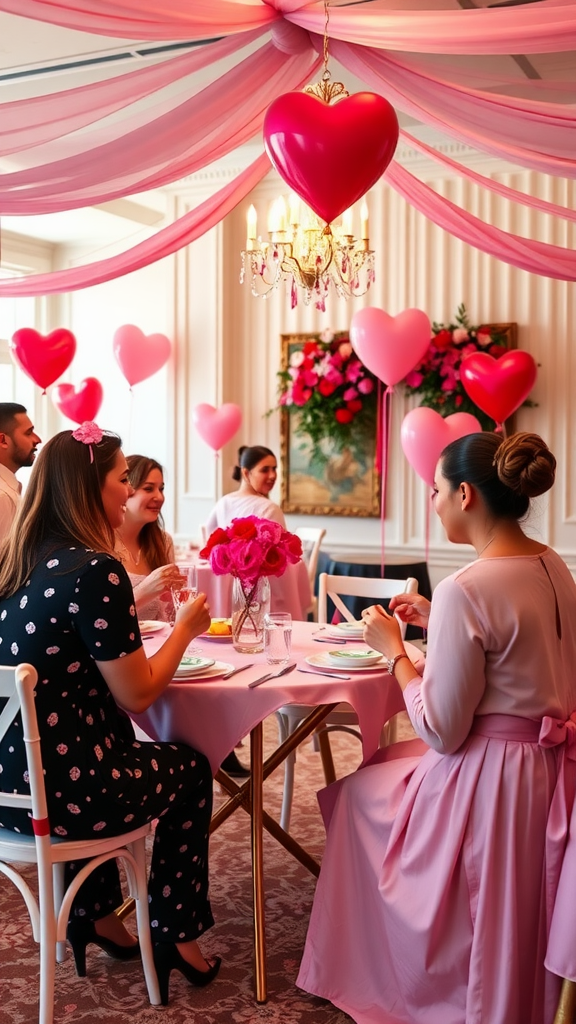 25 Lovely Valentine Baby Shower Ideas You’ll Love A decorated venue for a Valentine's Day celebration with heart-shaped balloons and pink decorations. Valentine Baby Shower Ideas