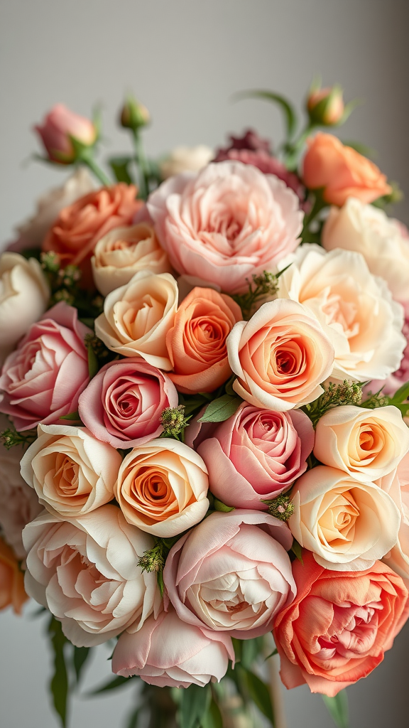 35 Stunning Earth Tone Wedding Bouquets for Your Dream Celebration A vintage garden bouquet featuring roses and peonies in soft earth tones.