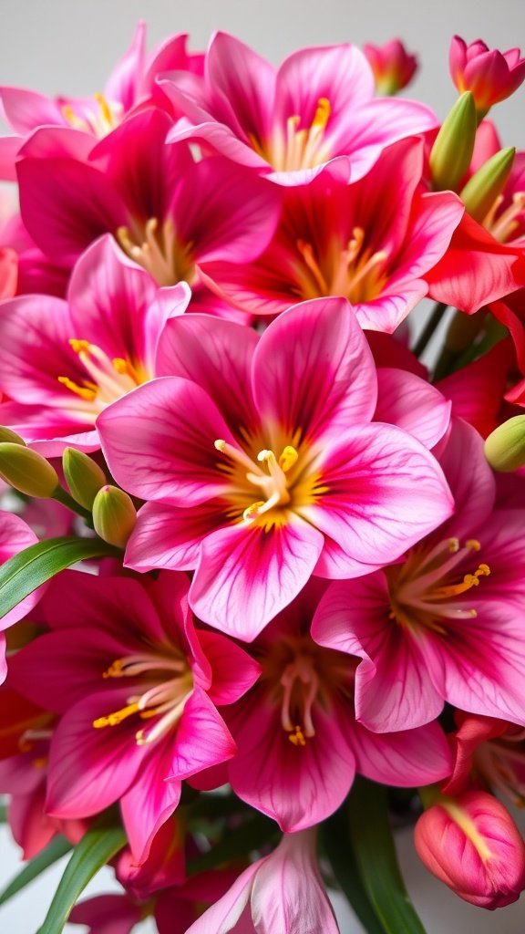 35 Enchanting Spring Wedding Flowers for Your Dream Celebration A close-up view of vibrant pink Alstroemeria flowers