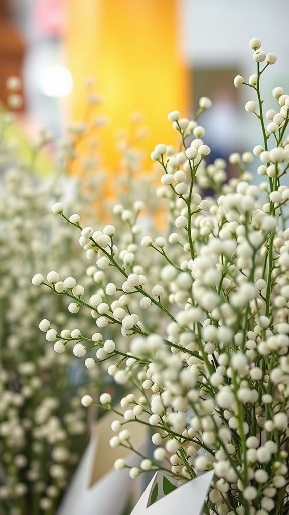 30 Stunning Baby's Breath Bouquets That Will Steal Your Heart (Wait Until You See #4!) A close-up of a baby's breath bouquet with delicate white flowers and green stems