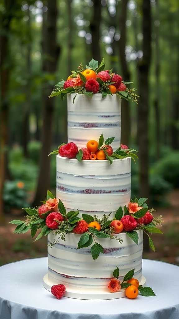 35 Enchanting Forest Wedding Cake Recipes for Your Dream Celebration Delicious botanical greenery and fruit wedding cake