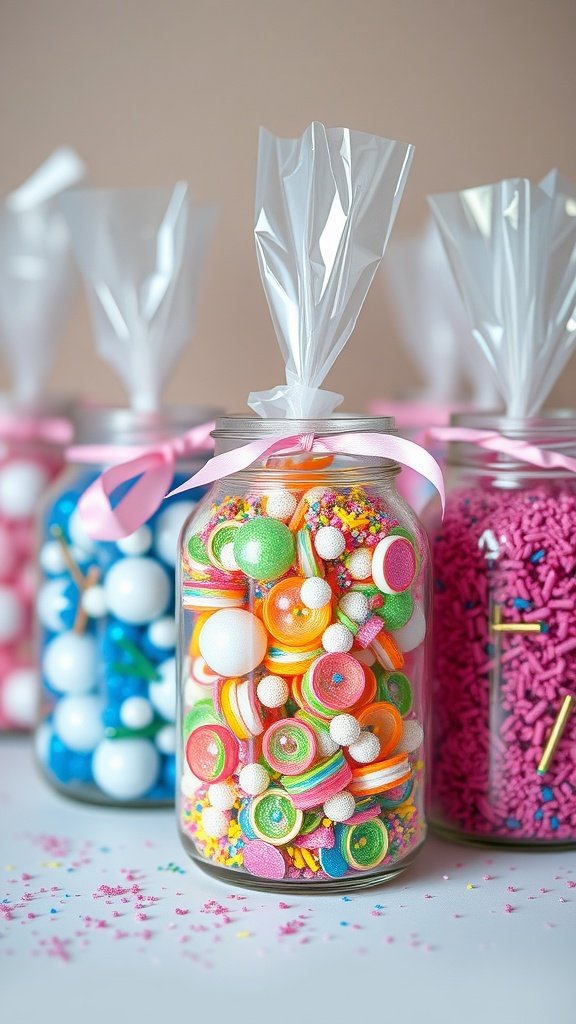 35 Magical Mermaid Party Ideas for an Under-the-Sea Celebration Colorful jars filled with festive party favors for a mermaid party.