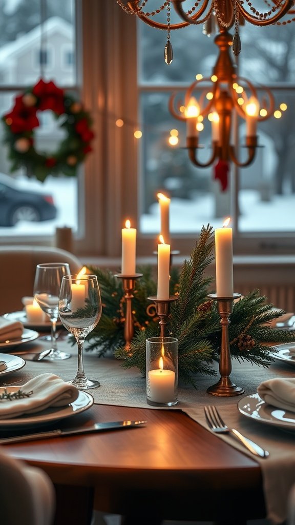 25 Cozy Winter Date Ideas That'll Melt Your Heart (You Won't Believe #5!) A beautifully set dining table with candles and festive decorations for a cozy winter dinner. Winter Date Ideas