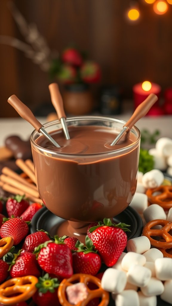 35 Irresistible Valentine’s Day Food Ideas to Celebrate Your Love A delicious chocolate fondue surrounded by assorted dippers such as strawberries, pretzels, and marshmallows. Valentine’s Day Food Ideas