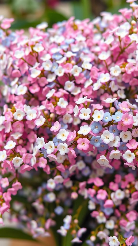 30 Stunning Baby's Breath Bouquets That Will Steal Your Heart (Wait Until You See #4!) A colorful bouquet of baby's breath flowers, featuring pink and blue blooms.