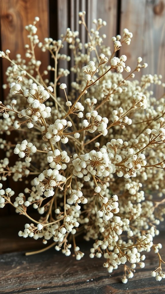 30 Stunning Baby's Breath Bouquets That Will Steal Your Heart (Wait Until You See #4!) A bouquet of dried baby's breath flowers arranged elegantly