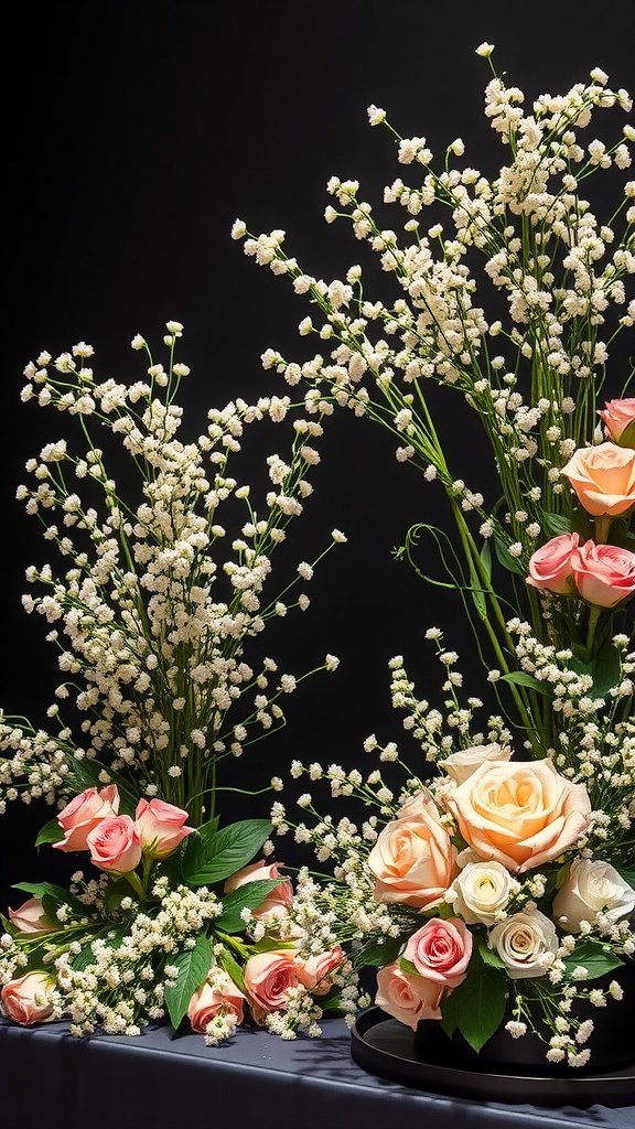 30 Stunning Baby's Breath Bouquets That Will Steal Your Heart (Wait Until You See #4!) A stunning display of bouquets featuring roses and baby's breath arranged beautifully.