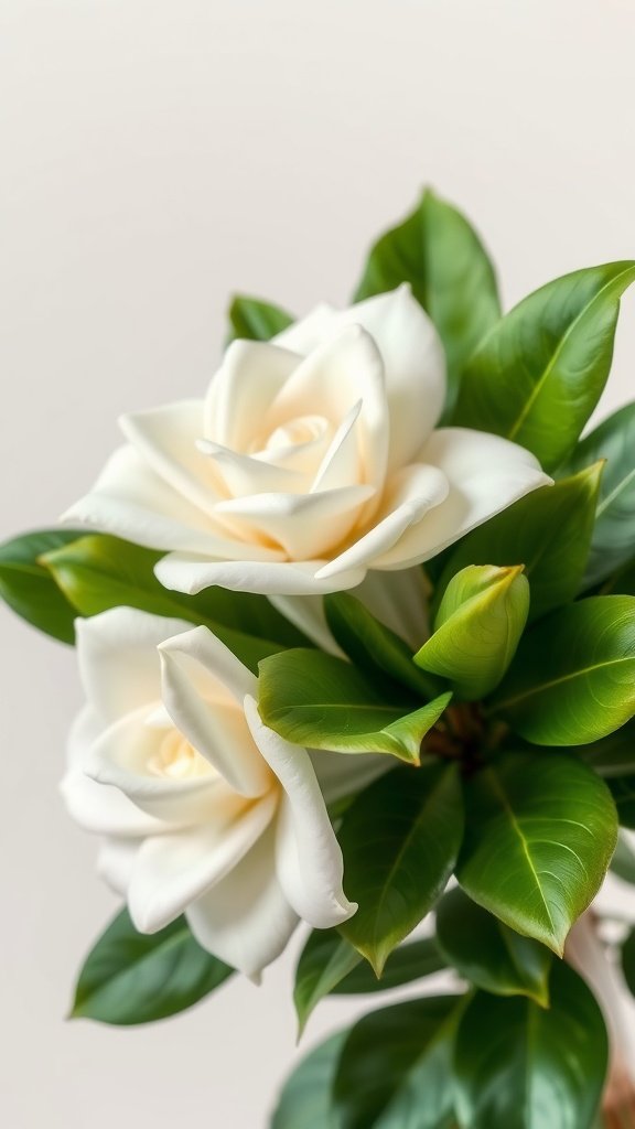 35 Enchanting Spring Wedding Flowers for Your Dream Celebration Close-up of gardenia flowers with lush green leaves