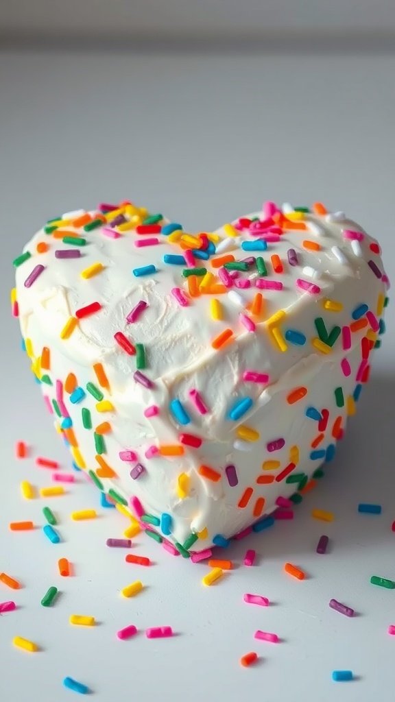25 Irresistible Valentine’s Day Cake Ideas to Sweeten Your Celebration A heart-shaped funfetti cake covered in white frosting and colorful sprinkles