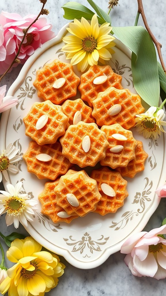 25 Delightful Easter Tea Party Cookies to Impress Your Guests Honeycomb and Almond Cookies on a decorative plate