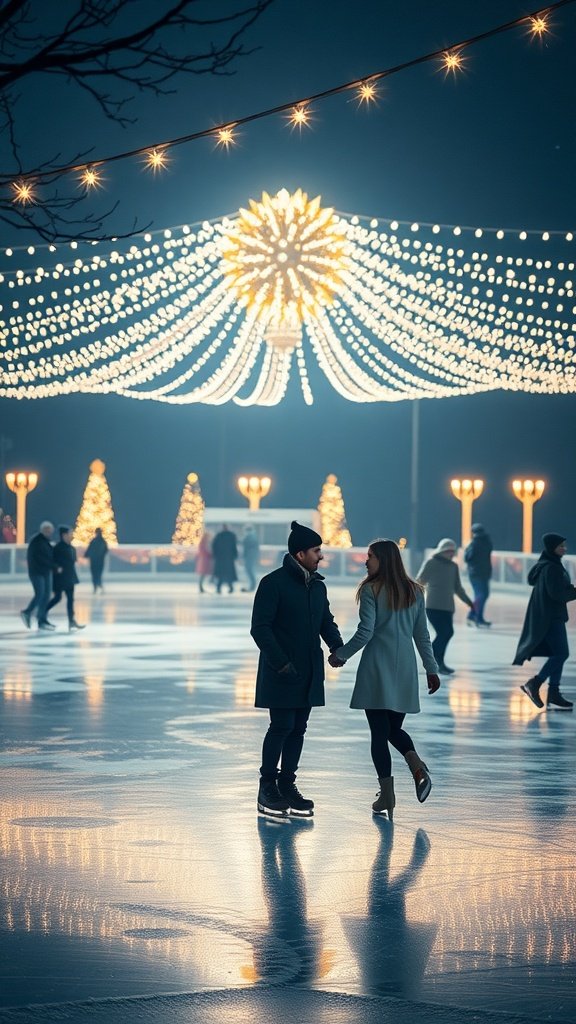 25 Cozy Winter Date Ideas That'll Melt Your Heart (You Won't Believe #5!) Couple ice skating under sparkling lights during winter. Winter Date Ideas