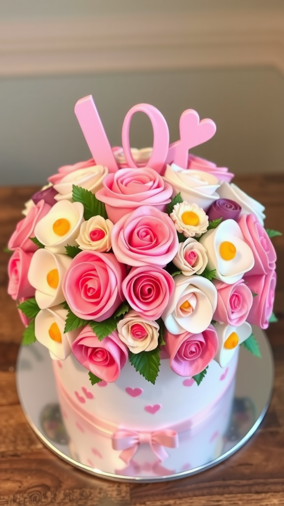 15 Stunning Cake Bouquet Flower Ideas for Your Next Celebration A colorful and creative cake bouquet arrangement showcasing various cake pops designed to look like flowers.