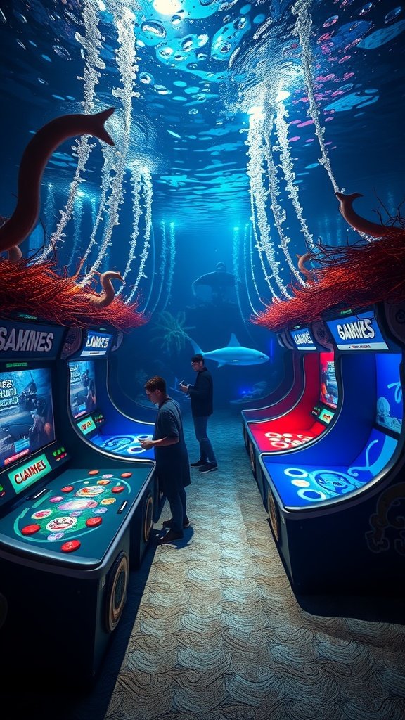 25 Stunning Mermaid Party Decoration Ideas for an Underwater Adventure Underwater arcade with colorful machines and decorations