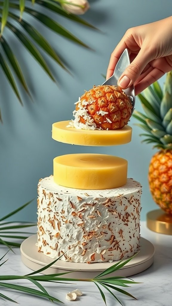 20 Delightful Luau Cake Recipes for Your Tropical Celebration Layered luau cake with coconut and pineapple decorations
