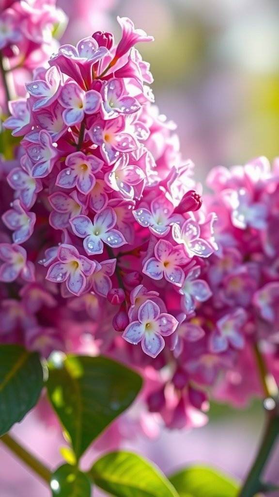 35 Enchanting Spring Wedding Flowers for Your Dream Celebration Close-up of purple lilac flowers with water droplets.