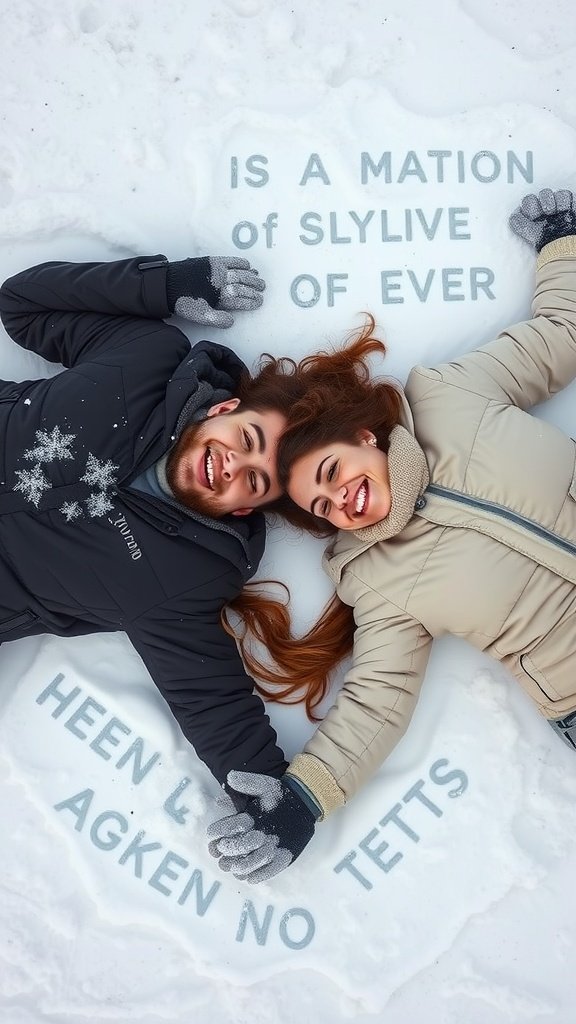 25 Cozy Winter Date Ideas That'll Melt Your Heart (You Won't Believe #5!) A couple making snow angels in the snow, smiling and holding hands.