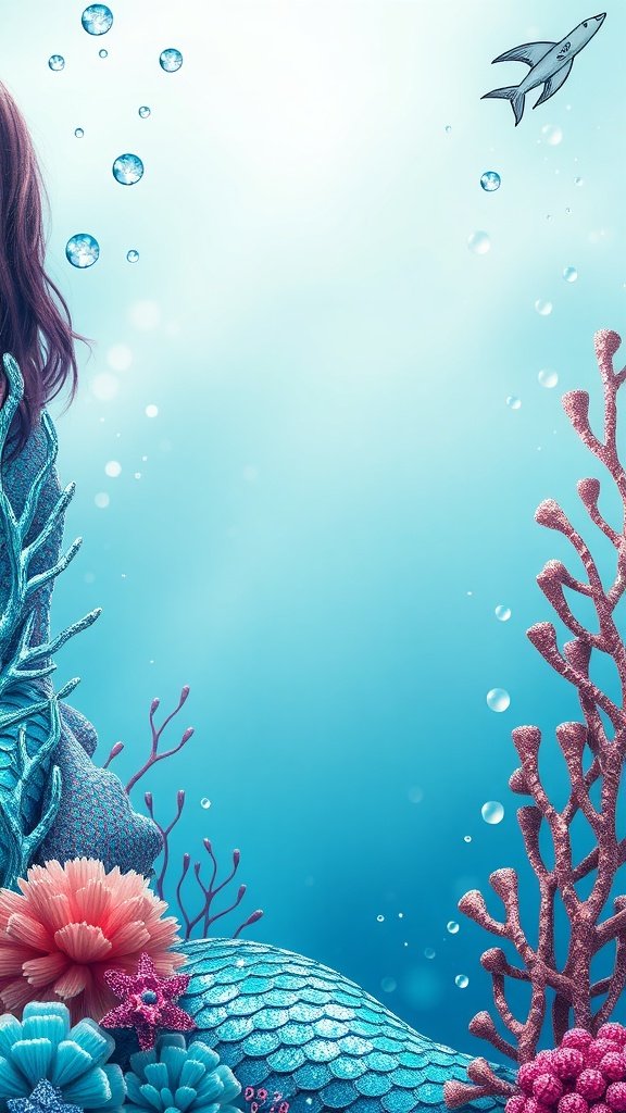 25 Enchanting Ideas for the Ultimate Mermaid-Themed Kids Party Colorful underwater scene featuring a mermaid and coral.