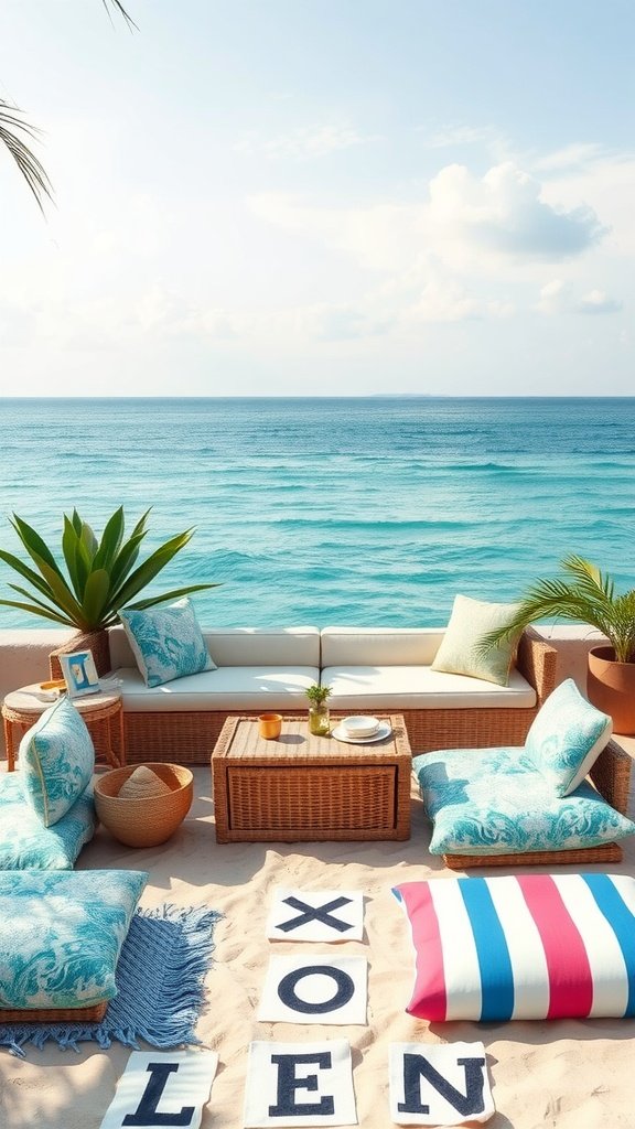 25 Enchanting Ideas for the Ultimate Mermaid-Themed Kids Party Cozy beachside seating area with ocean-inspired decor for a mermaid party