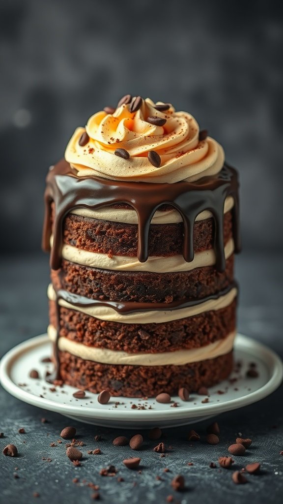 25 Irresistible Valentine’s Day Cake Ideas to Sweeten Your Celebration A beautifully layered mocha chocolate cake topped with creamy frosting and chocolate ganache.