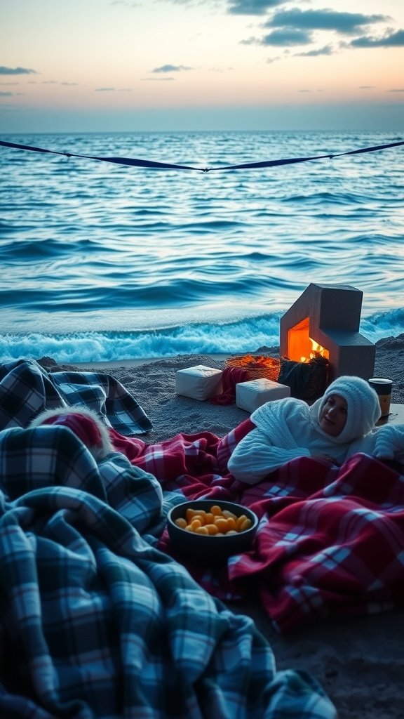 25 Enchanting Ideas for the Ultimate Mermaid-Themed Kids Party Kids wrapped in blankets watching a movie by the ocean at sunset