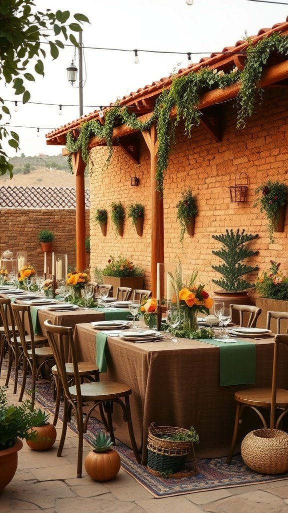 35 Stunning Olive Green Wedding Theme Color Schemes Outdoor wedding setup featuring olive green and terracotta color schemes.