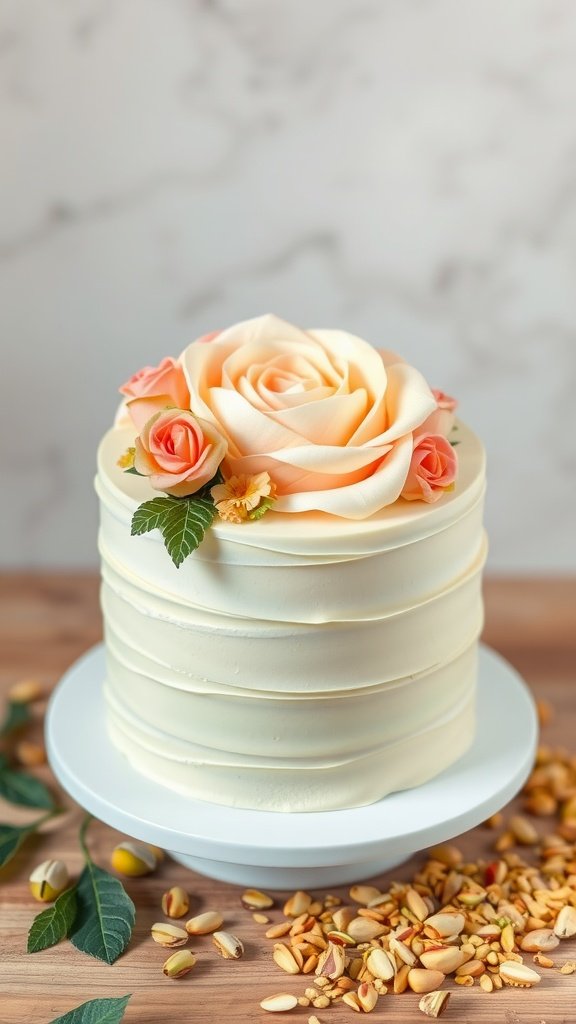 25 Irresistible Valentine’s Day Cake Ideas to Sweeten Your Celebration Pistachio rose cake with decorative flowers and nuts