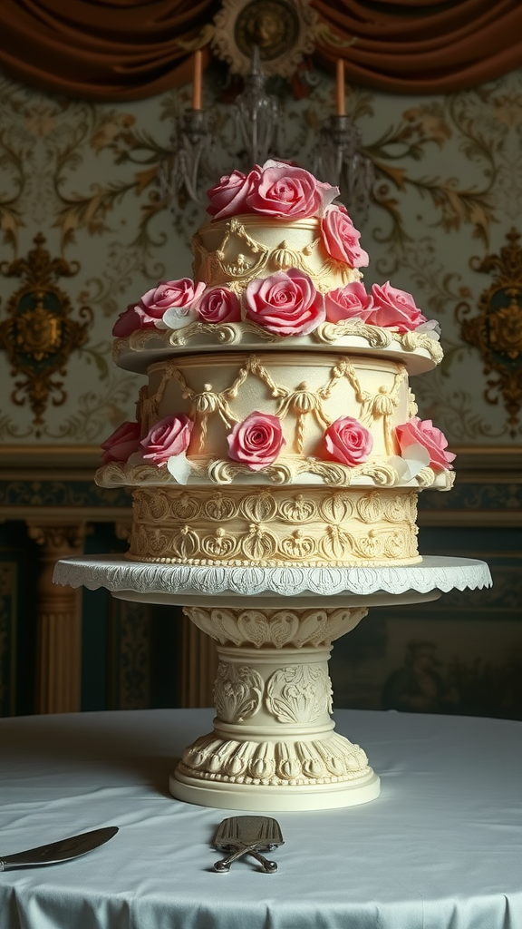 15 Exquisite Rococo Cake Recipes You Need to Try A beautifully decorated Rococo cake with roses and intricate designs.