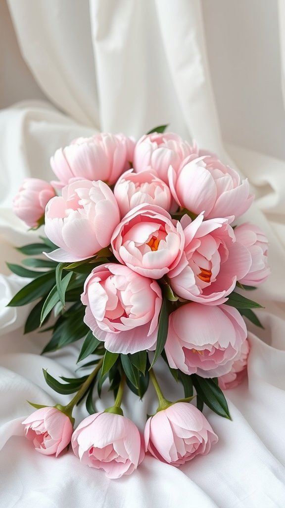 35 Stunning Fall Wedding Flowers That Will Make Your Guests Swoon! A bouquet of pink peonies on a white background